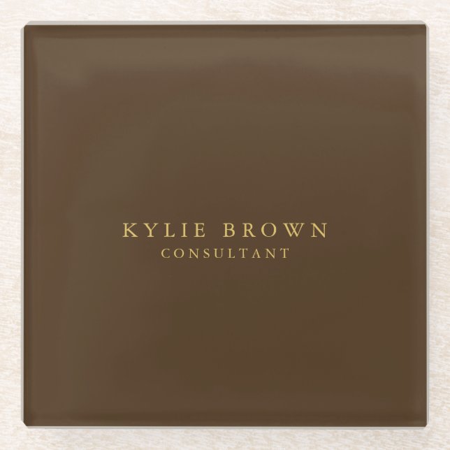 Posavasos De Vidrio Moderno y elegante Brown Gold Profesional (Anverso)