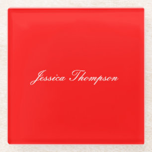 Posavasos De Vidrio Moderno y elegante llano simple rojo profesional