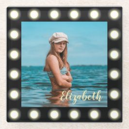 Posavasos De Vidrio Moderno y exclusivo marco de fotos en cuadrado neg