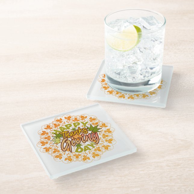 Posavasos De Vidrio Moderno y feliz día de acción de gracias sin probl (Angular)