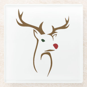 Posavasos De Vidrio Modernos Navidades de arte de la línea de ciervos 