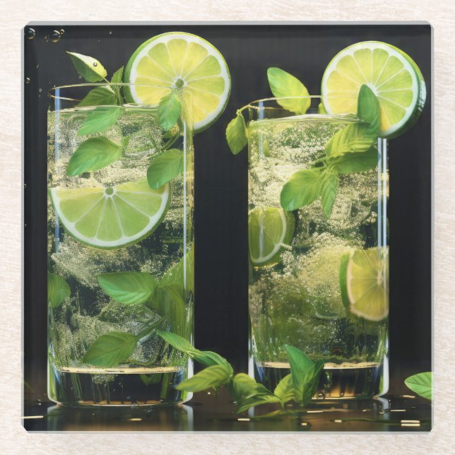Posavasos De Vidrio Mojito Cocktails (Anverso)