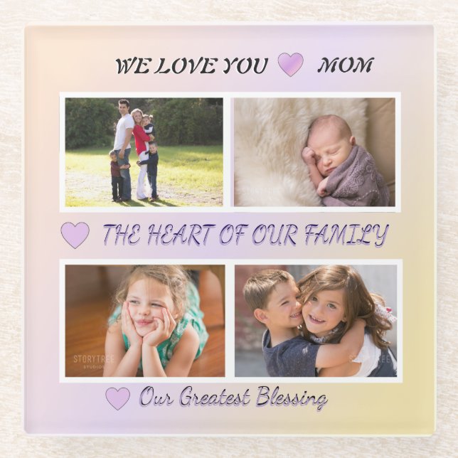 Posavasos De Vidrio Mom's Light - Pastel 4 Photo Tribute (Anverso)