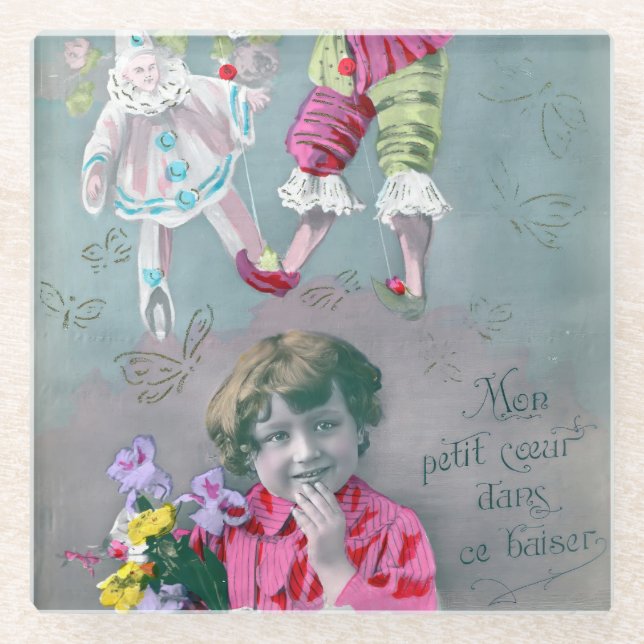 Posavasos De Vidrio Mon petite coeur dans ce baiser (Anverso)