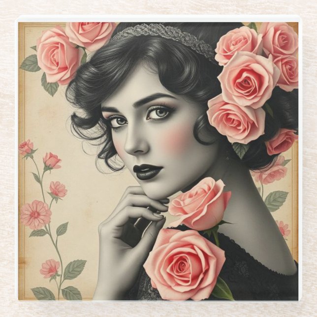 Posavasos De Vidrio Monasterio Art Deco de Glamour de época (Anverso)