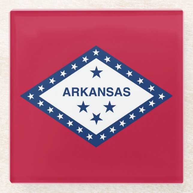 Posavasos De Vidrio Monasterio de vidrio con bandera de Arkansas, EE.U (Anverso)