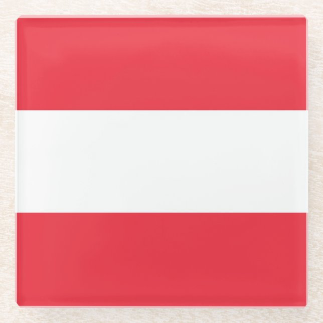 Posavasos De Vidrio Monasterio de vidrio con bandera de Austria (Anverso)