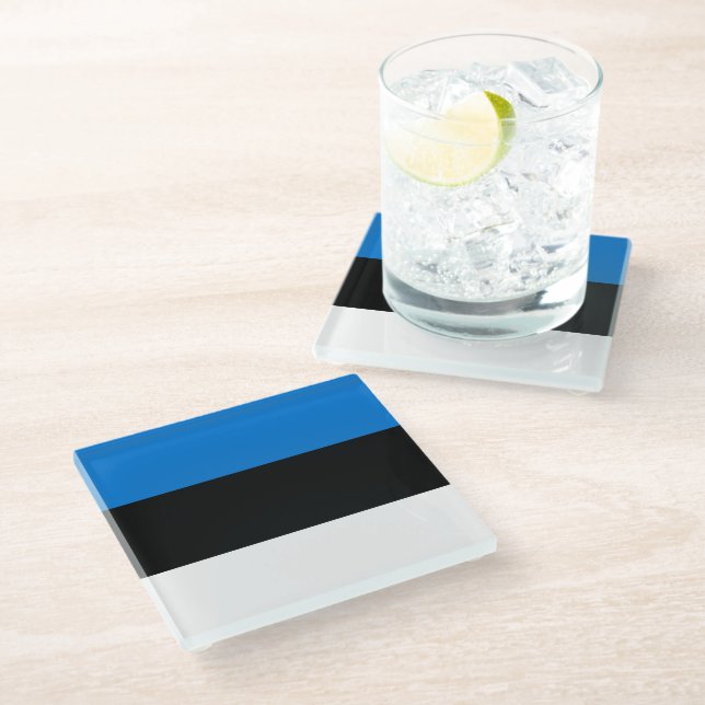 Posavasos De Vidrio Monasterio de vidrio con bandera de Estonia (Angular)