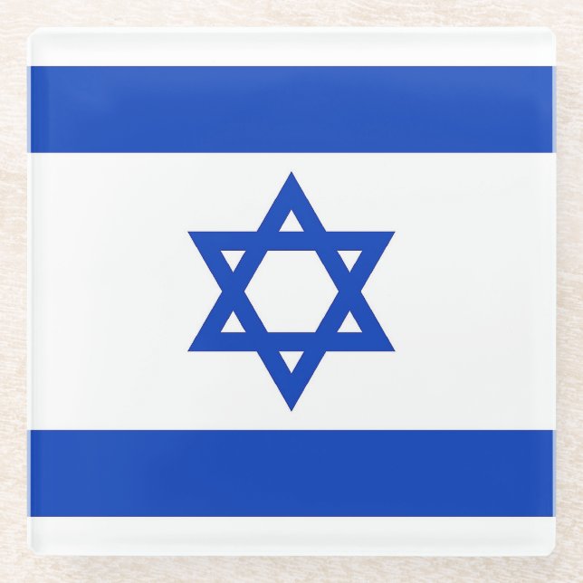 Posavasos De Vidrio Monasterio de vidrio con bandera de Israel (Anverso)