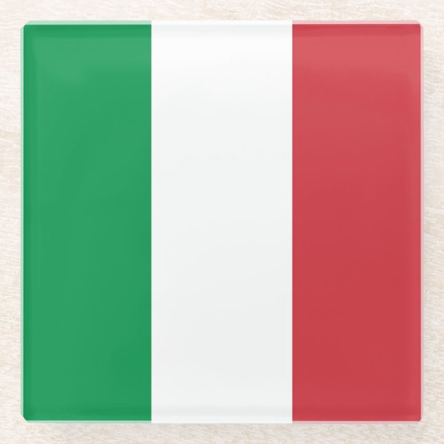 Posavasos De Vidrio Monasterio de vidrio con bandera de Italia (Anverso)