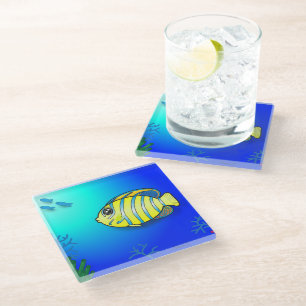 Posavasos De Vidrio Monasterio de vidrio con temática de pescado