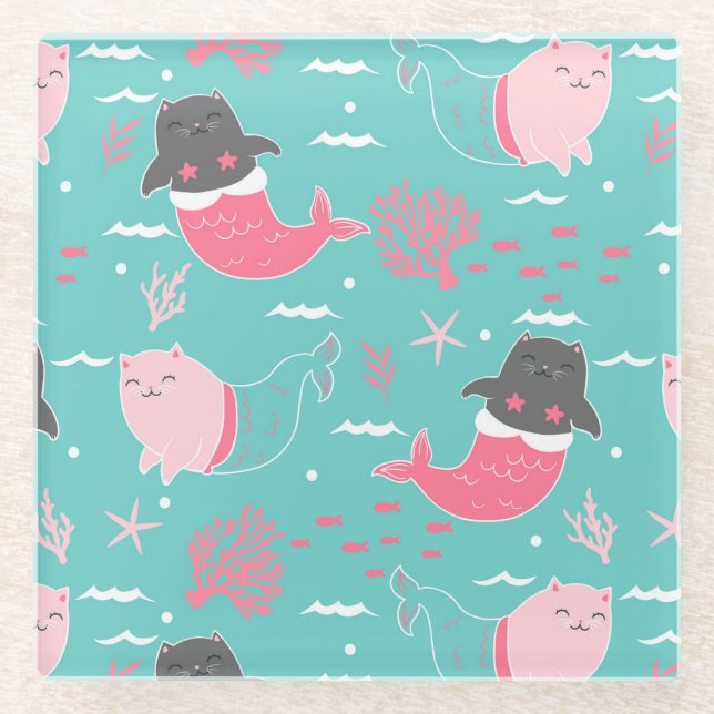 Posavasos De Vidrio Monasterio De Vidrio De Gatos Cuadros (Anverso)