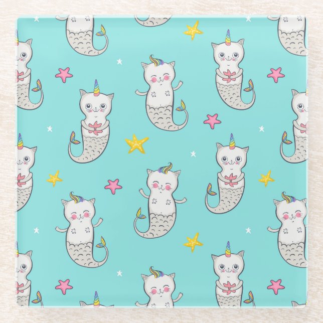 Posavasos De Vidrio Monasterio De Vidrio De Gatos Cuadros (Anverso)