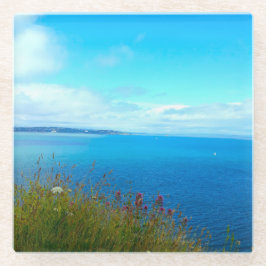 Posavasos De Vidrio Monasterio de vidrio de la escena costera