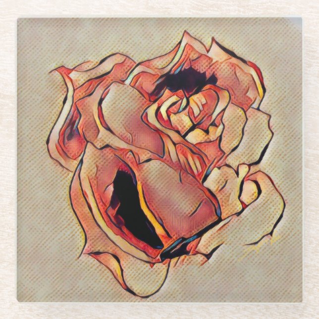 Posavasos De Vidrio Monasterio de vidrio dorado Rosa (Anverso)