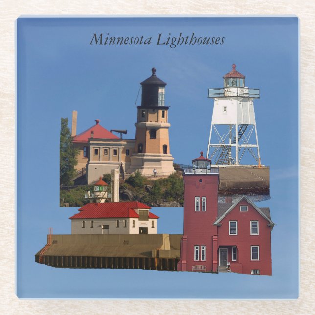 Posavasos De Vidrio Monasterio de vidrio Minnesota Lighthouses (Anverso)