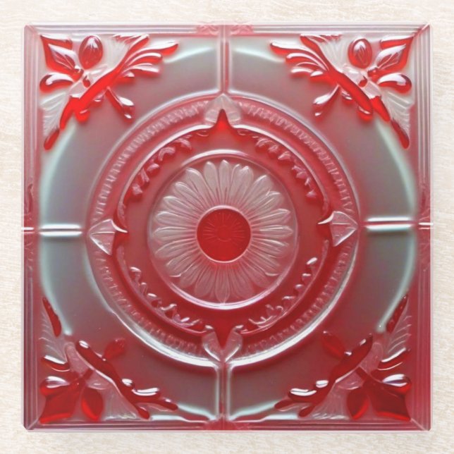 Posavasos De Vidrio Monasterio Único de Vidrio Rojo (Anverso)