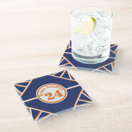 Posavasos De Vidrio Monastre de vidrio azul y naranja inspirada en el 