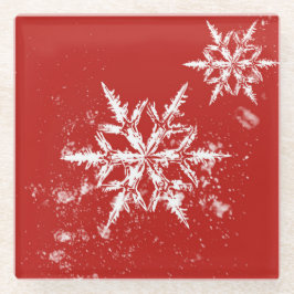 Posavasos De Vidrio Monastre de vidrio Carnelian Red Snowflake