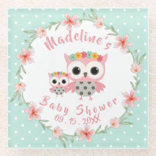 Posavasos De Vidrio Monastre de vidrio de Boho Owl Baby Shower