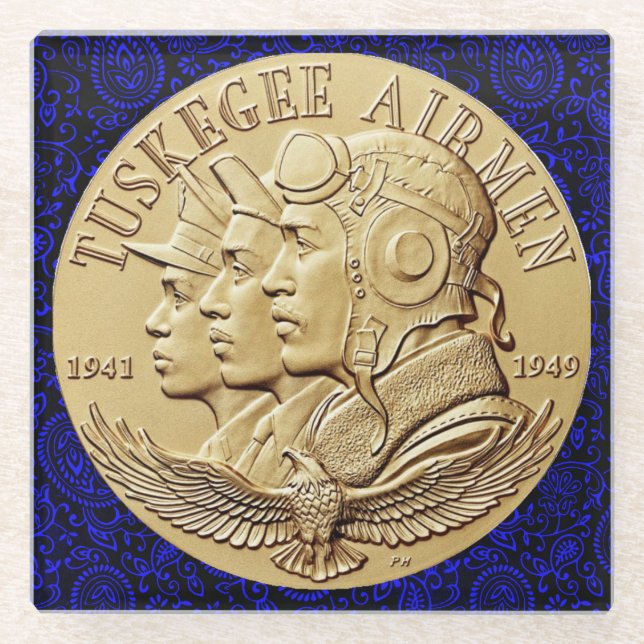 POSAVASOS DE VIDRIO MONEDA DE LOS AVIADORES DE TUSKEGEE (Anverso)