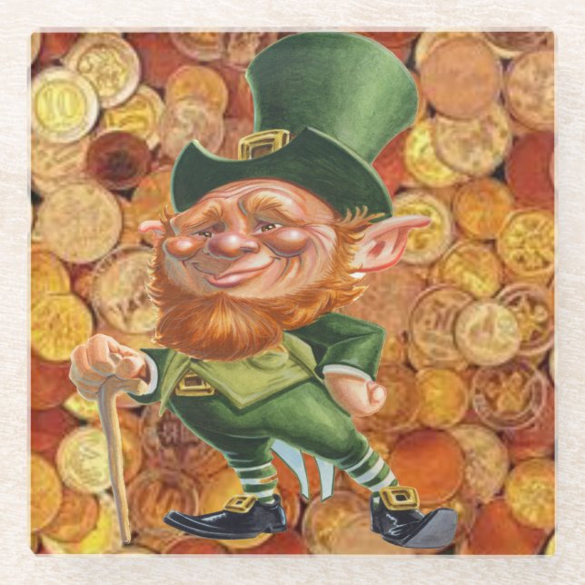 Posavasos De Vidrio monedas de oro de leprechaun (Anverso)