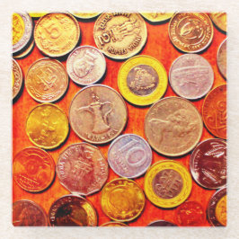 Posavasos De Vidrio Monedas Mundiales