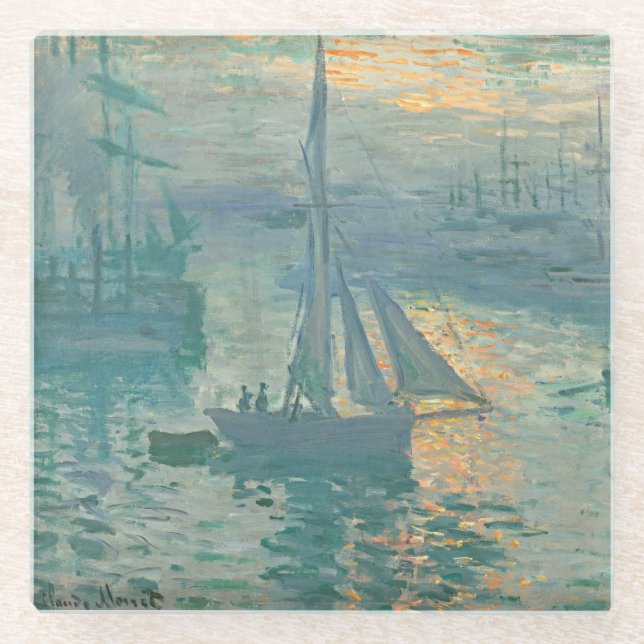 Posavasos De Vidrio Monet Amanecer Sail Coaster (Anverso)