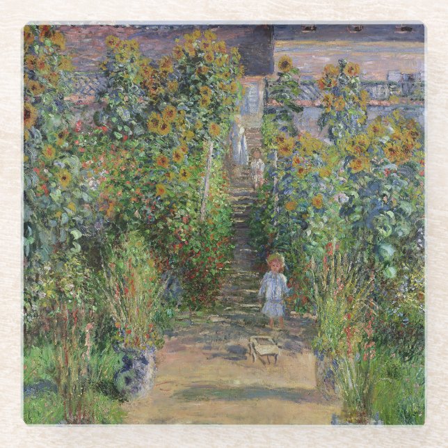 Posavasos De Vidrio Monet Garden Vetheuil Impresionim Pintura (Anverso)