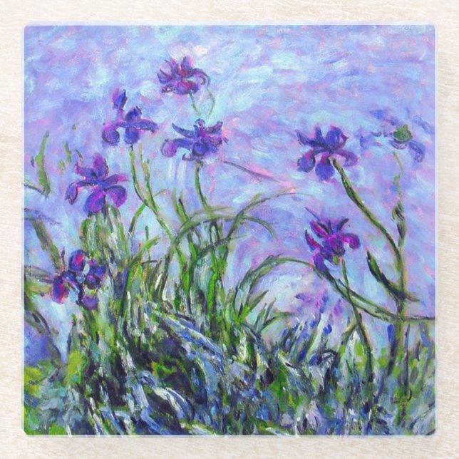 Posavasos De Vidrio Monet Lilac Irises (Anverso)