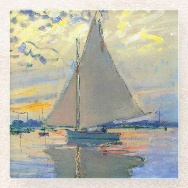 Posavasos De Vidrio Monet Sailboat en Le Petit-Gennevilliers (Anverso)