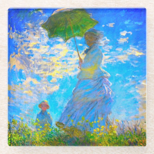 Posavasos De Vidrio Monet Woman con una sombrilla (Anverso)