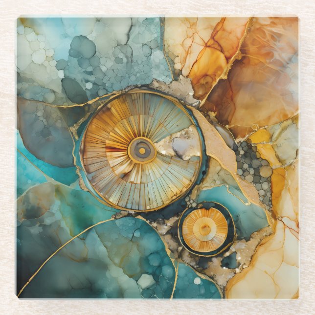 Posavasos De Vidrio Monite Gem Fossil Coaster (Anverso)
