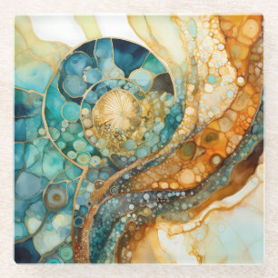Posavasos De Vidrio Monite Gem Fossil Coaster