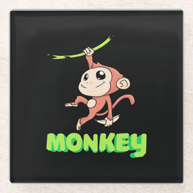 Posavasos De Vidrio Monkey Banana (Anverso)