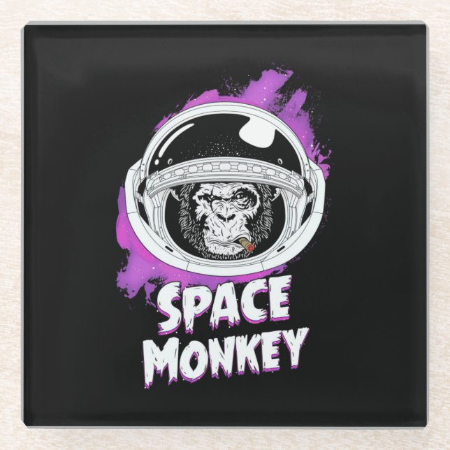 Posavasos De Vidrio Mono del espacio del mono (Anverso)