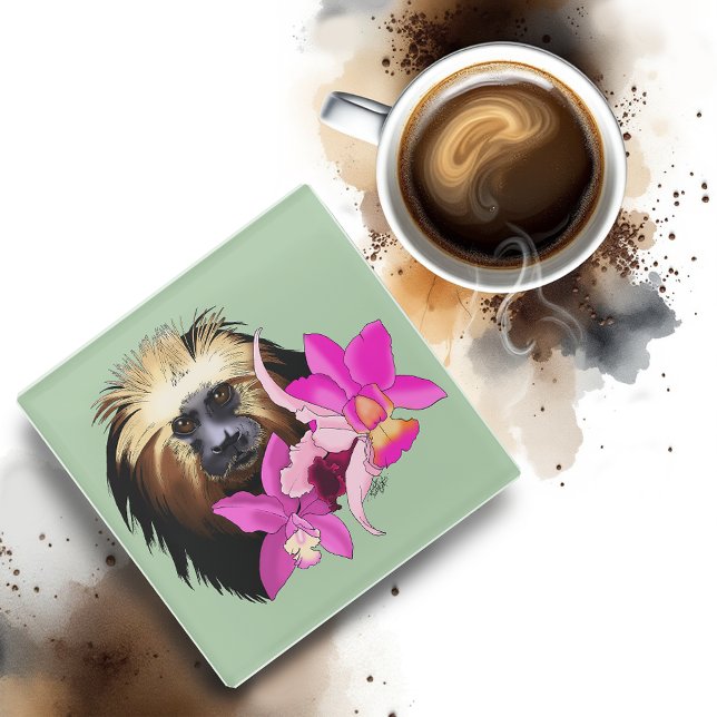 Posavasos De Vidrio Mono Tamarin de León con Cabecera Dorada (Subido por el creador)