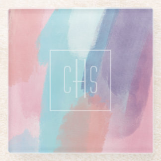 Posavasos De Vidrio Monogram Paint Design Colorful