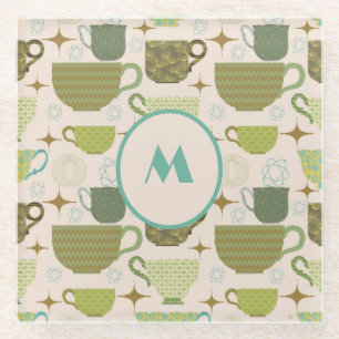 Posavasos De Vidrio Monograma a mediados del siglo XX Formación modern