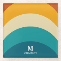 Monograma arcoiris Nombre personalizado Retro Traz