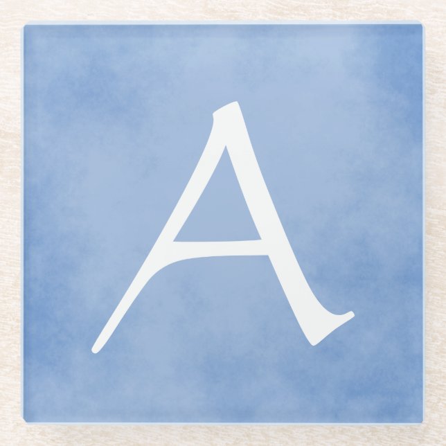 Posavasos De Vidrio Monograma azul hermoso (Anverso)