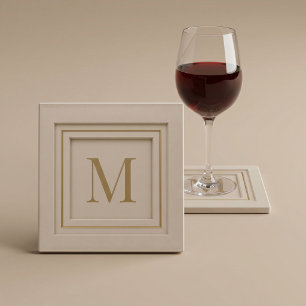 Posavasos De Vidrio Monograma de Lujo Personalizado