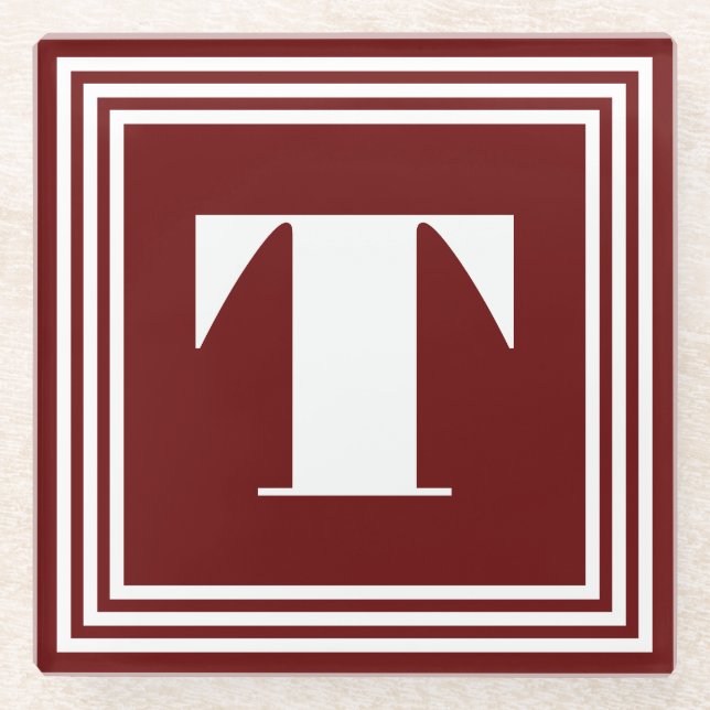 Posavasos De Vidrio Monograma de trama negrita 3 | Rojo oscuro (Anverso)
