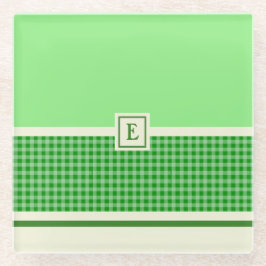 Posavasos De Vidrio Monograma de vidrio de verificación verde