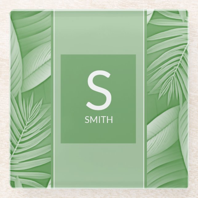 Posavasos De Vidrio Monograma de vidrio monograma de pareja boda (Anverso)