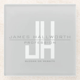 Posavasos De Vidrio Monograma empresarial moderno | Gris