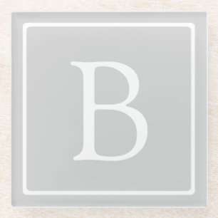 Posavasos De Vidrio Monograma gris claro simple