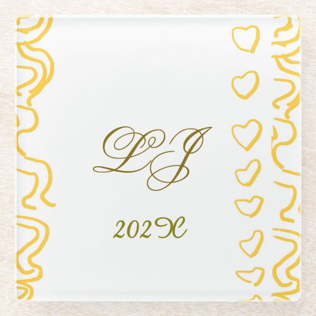 Posavasos De Vidrio Monograma LJ (Anverso)