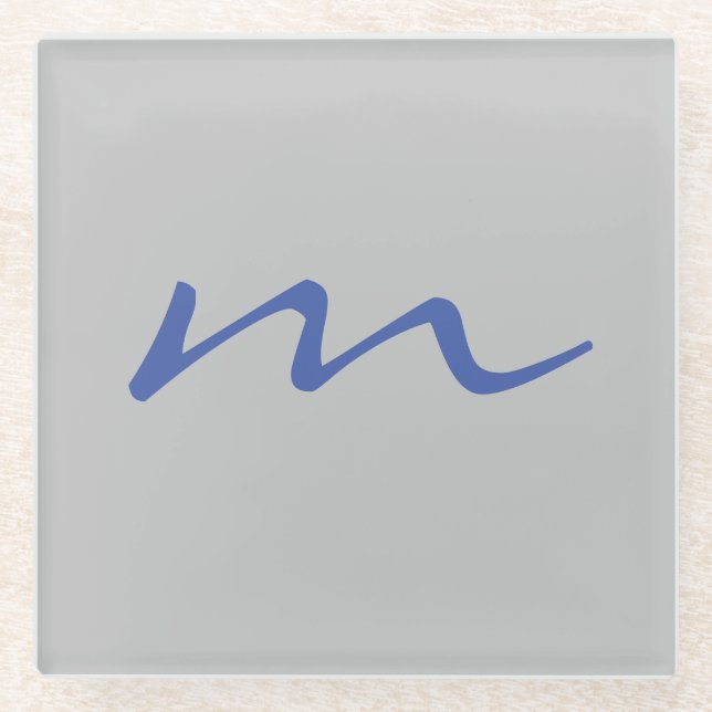 Posavasos De Vidrio Monograma moderno profesional gris (Anverso)