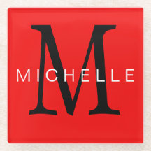 Monograma negro rojo profesional Su nombre